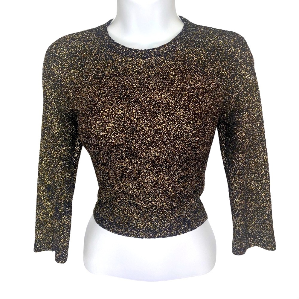 METALLIC SHIMMERING GOLD KNIT STRETCH MID CUT TOP